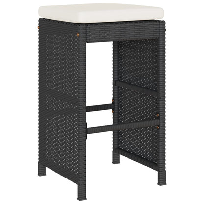 Sgabelli da Bar con Cuscini 4 pz Neri in Polyrattan - homemem39