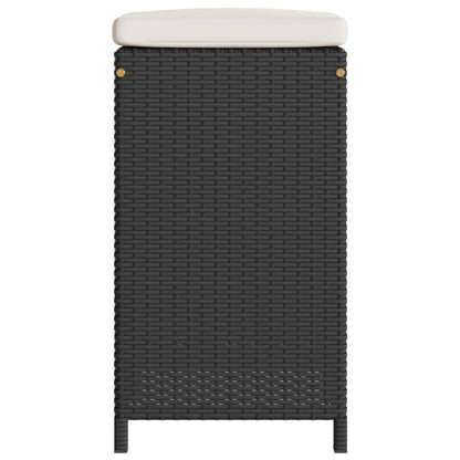Sgabelli da Bar con Cuscini 4 pz Neri in Polyrattan - homemem39
