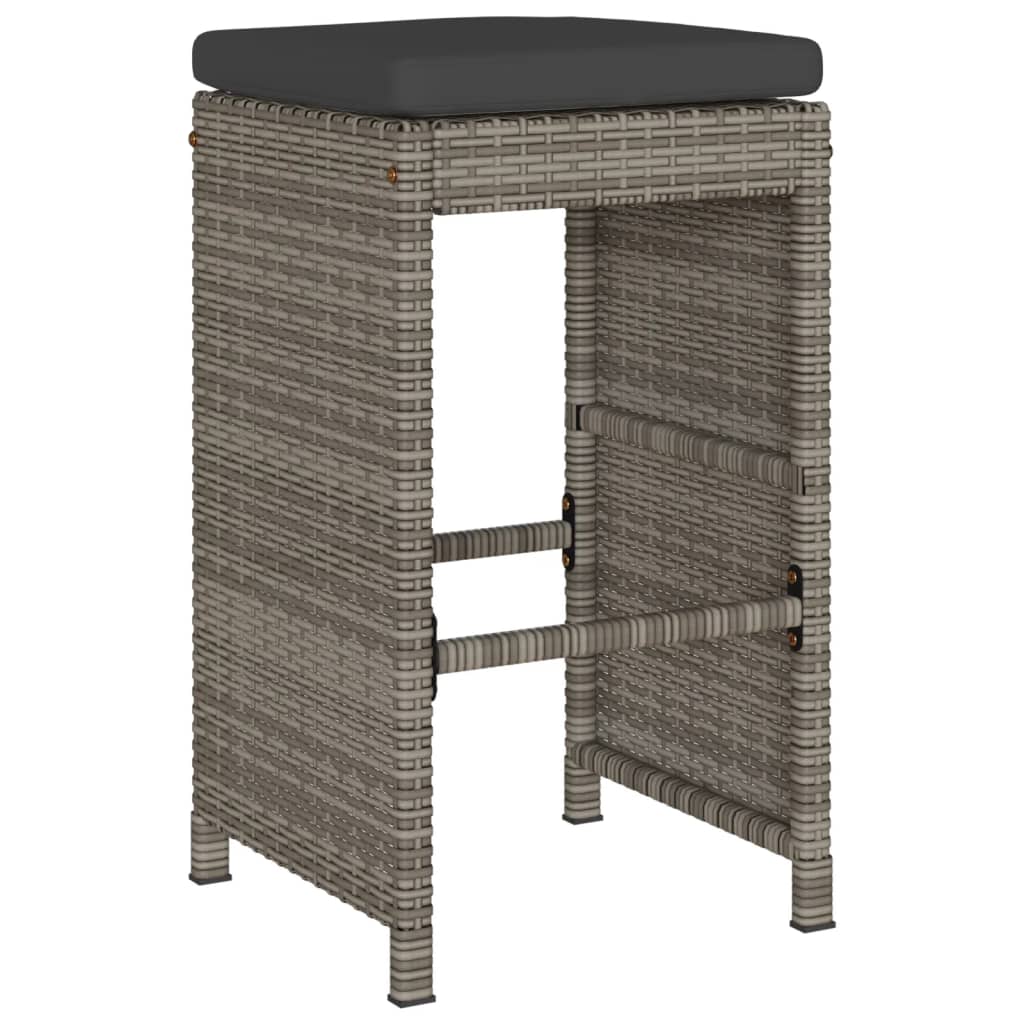 Sgabelli da Bar con Cuscini 4 pz Grigi in Polyrattan - homemem39