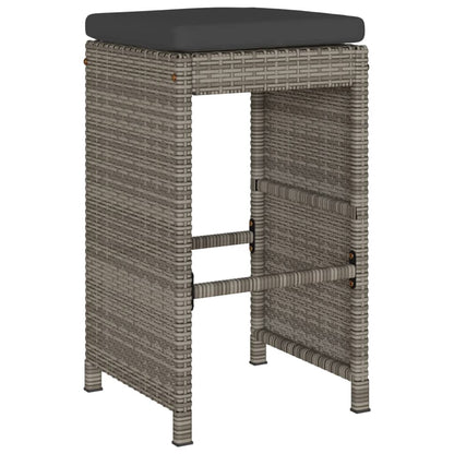 Sgabelli da Bar con Cuscini 4 pz Grigi in Polyrattan - homemem39