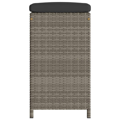 Sgabelli da Bar con Cuscini 4 pz Grigi in Polyrattan - homemem39