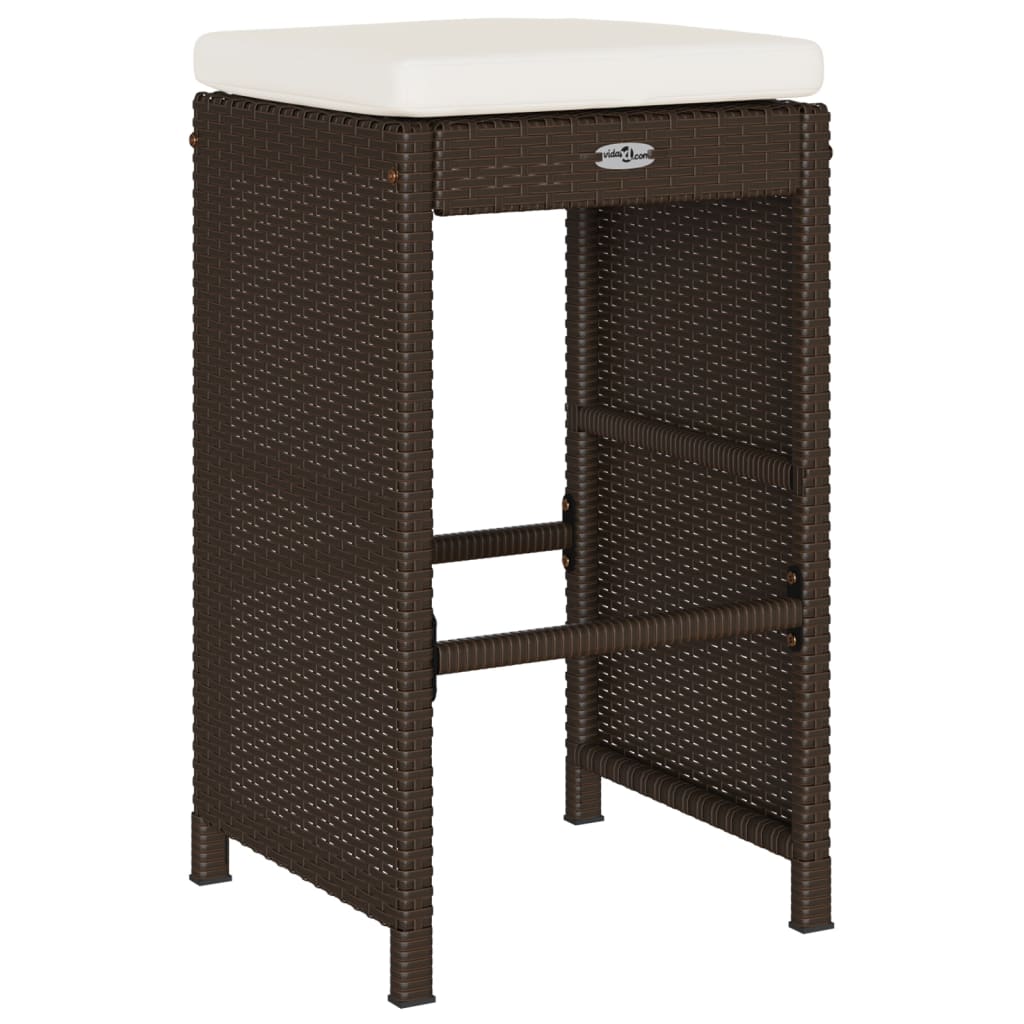 Sgabelli Bar da Giardino con Cuscini 6 pz Marroni in Polyrattan - homemem39