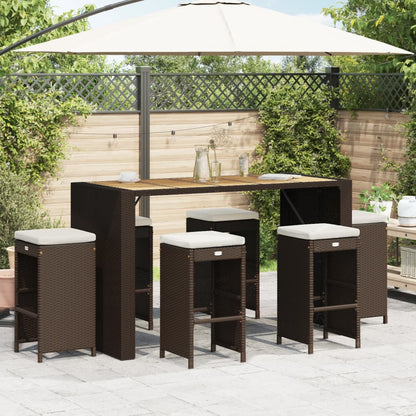 Sgabelli Bar da Giardino con Cuscini 6 pz Marroni in Polyrattan - homemem39