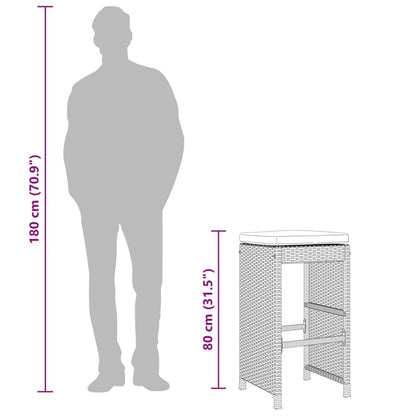 Sgabelli Bar da Giardino con Cuscini 6 pz Grigi in Polyrattan