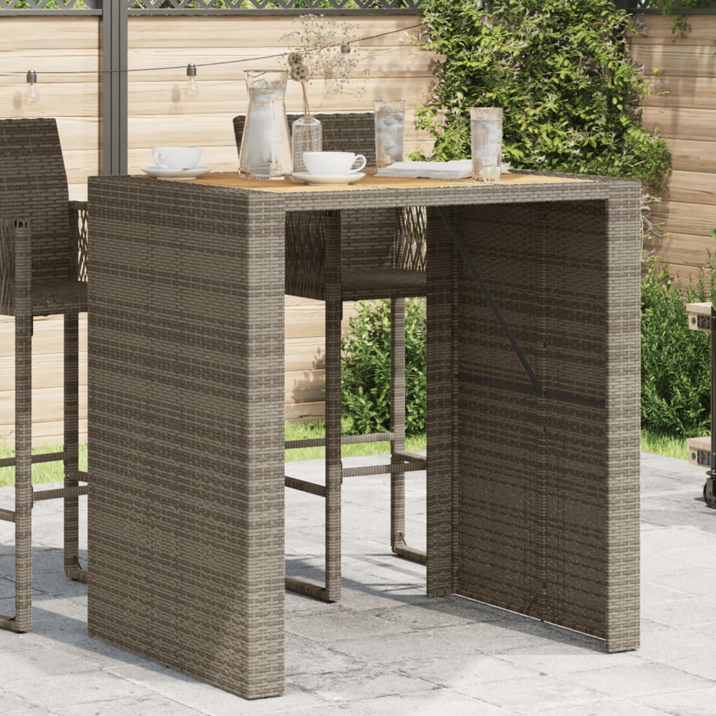Tavolo Bar da Giardino Piano in Acacia 105x80x110 cm Polyrattan - homemem39