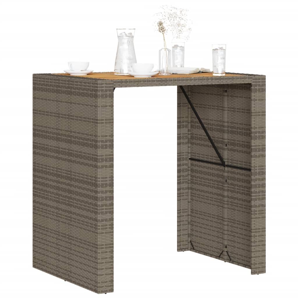 Tavolo Bar da Giardino Piano in Acacia 105x80x110 cm Polyrattan