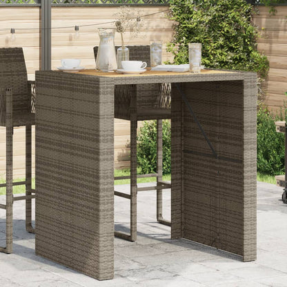 Tavolo Bar da Giardino Piano in Acacia 105x80x110 cm Polyrattan - homemem39