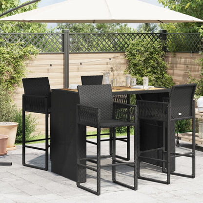 Tavolo Bar da Giardino Piano in Acacia 145x80x110 cm Polyrattan - homemem39