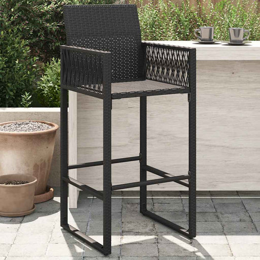 Sgabelli da Bar da Giardino 2 pz in Polyrattan Nero | homemem39