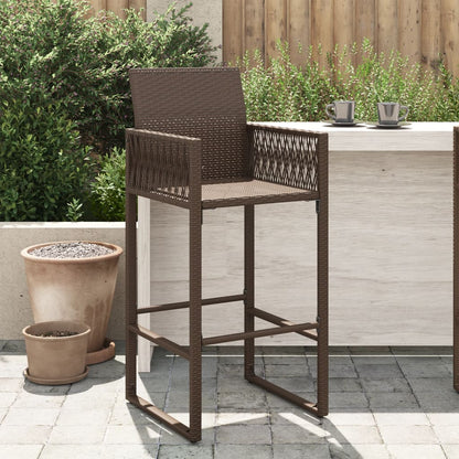 Sgabelli da Bar da Giardino 2 pz in Polyrattan Marrone - homemem39