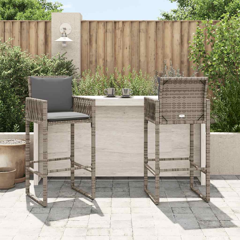 Sgabelli da Bar da Giardino 2 pz in Polyrattan Grigi | homemem39