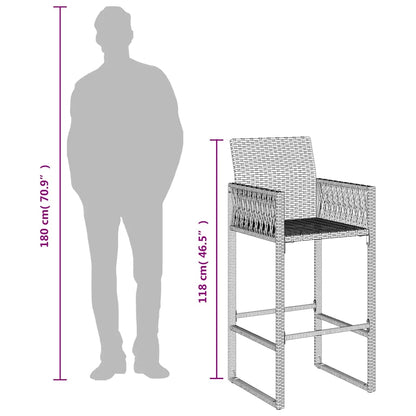 Sgabelli da Bar da Giardino 2 pz in Polyrattan Grigi | homemem39