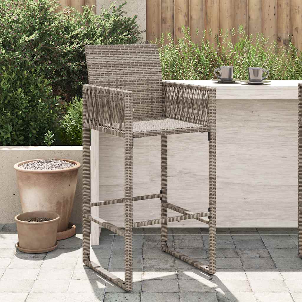 Sgabelli da Bar da Giardino 2 pz in Polyrattan Grigi | homemem39