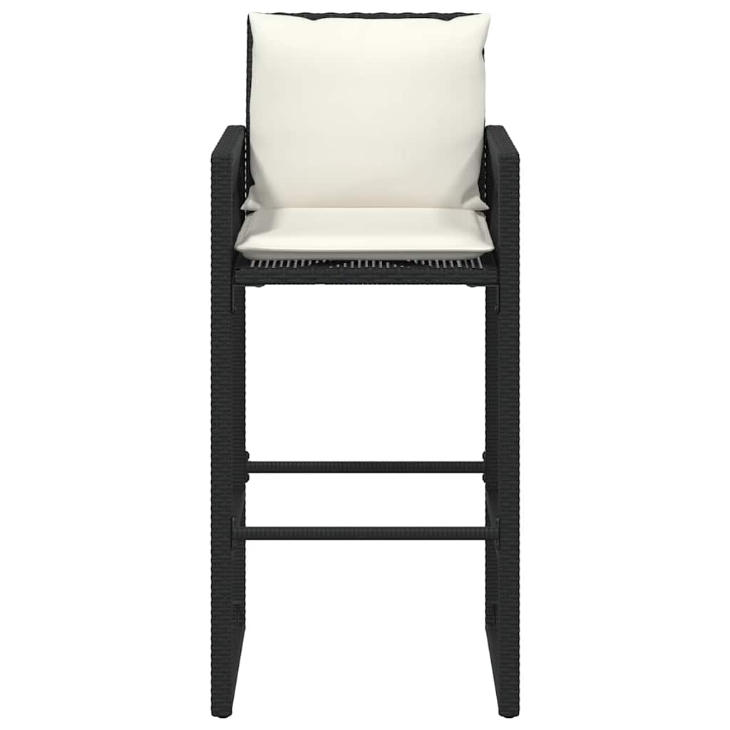 Sgabelli da Bar con Cuscini 2 pz Neri in Polyrattan