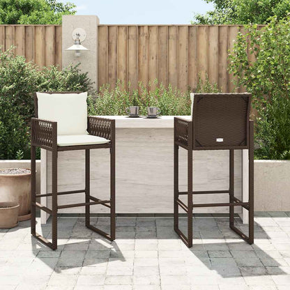 Sgabelli da Bar con Cuscini 2 pz Marroni in Polyrattan | homemem39