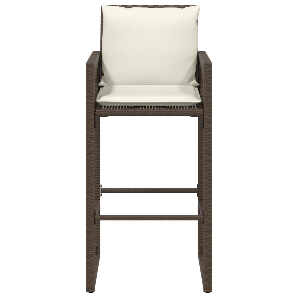 Sgabelli da Bar con Cuscini 2 pz Marroni in Polyrattan - homemem39