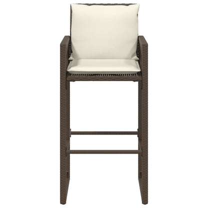 Sgabelli da Bar con Cuscini 2 pz Marroni in Polyrattan - homemem39