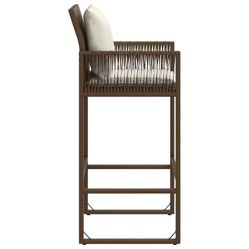 Sgabelli da Bar con Cuscini 2 pz Marroni in Polyrattan | homemem39