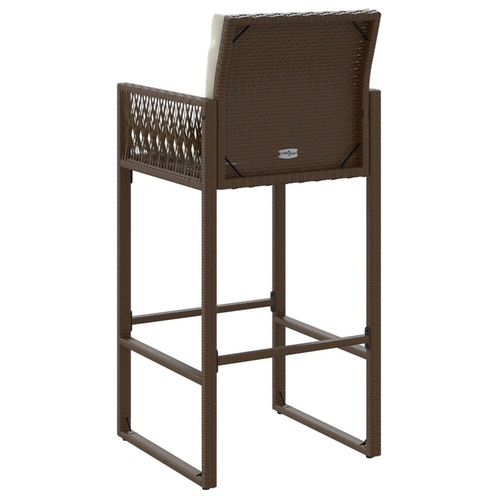 Sgabelli da Bar con Cuscini 2 pz Marroni in Polyrattan - homemem39
