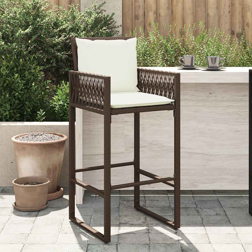 Sgabelli da Bar con Cuscini 2 pz Marroni in Polyrattan | homemem39