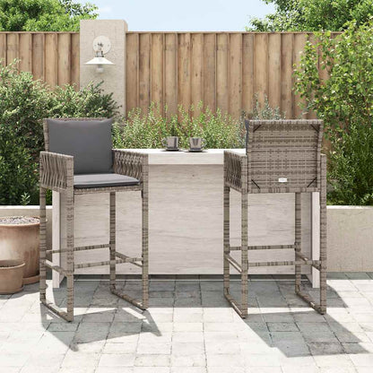 Sgabelli da Bar con Cuscini 2 pz Grigi in Polyrattan | homemem39
