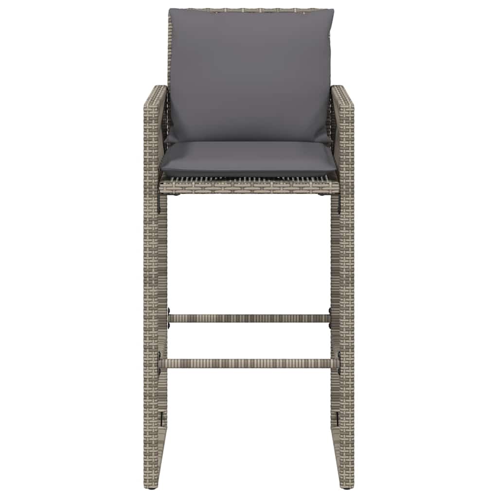 Sgabelli da Bar con Cuscini 2 pz Grigi in Polyrattan | homemem39