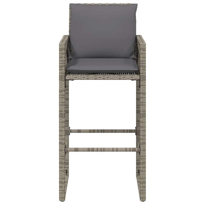 Sgabelli da Bar con Cuscini 2 pz Grigi in Polyrattan | homemem39
