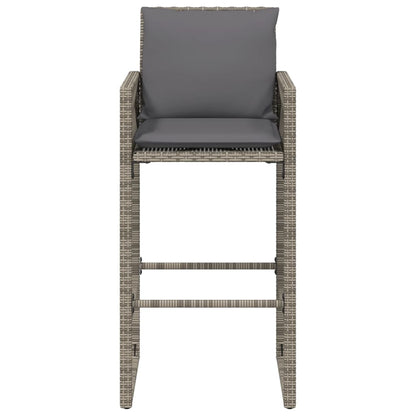 Sgabelli da Bar con Cuscini 2 pz Grigi in Polyrattan - homemem39