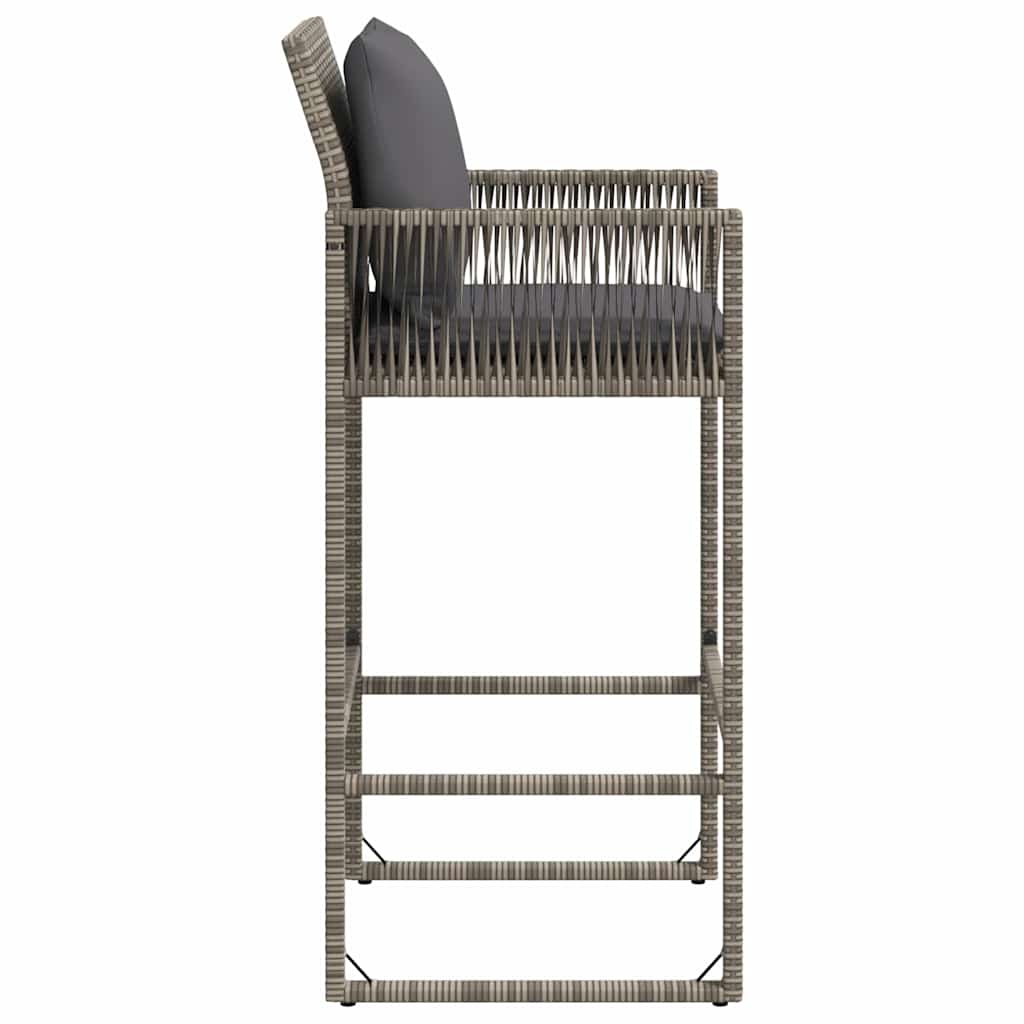 Sgabelli da Bar con Cuscini 2 pz Grigi in Polyrattan | homemem39