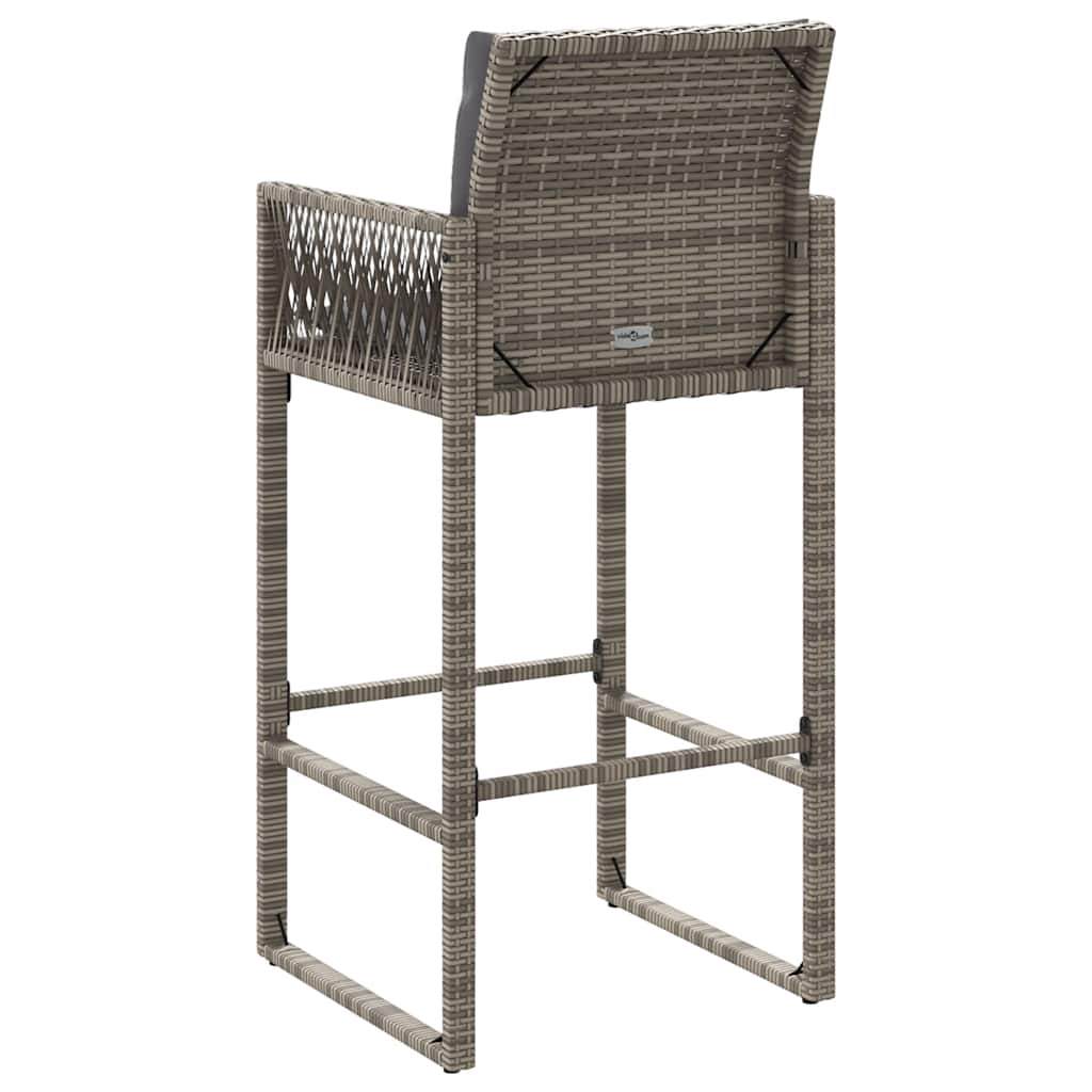 Sgabelli da Bar con Cuscini 2 pz Grigi in Polyrattan | homemem39
