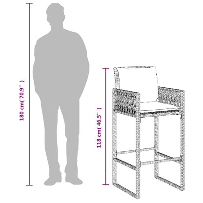Sgabelli da Bar con Cuscini 2 pz Grigi in Polyrattan | homemem39