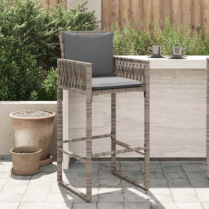 Sgabelli da Bar con Cuscini 2 pz Grigi in Polyrattan | homemem39