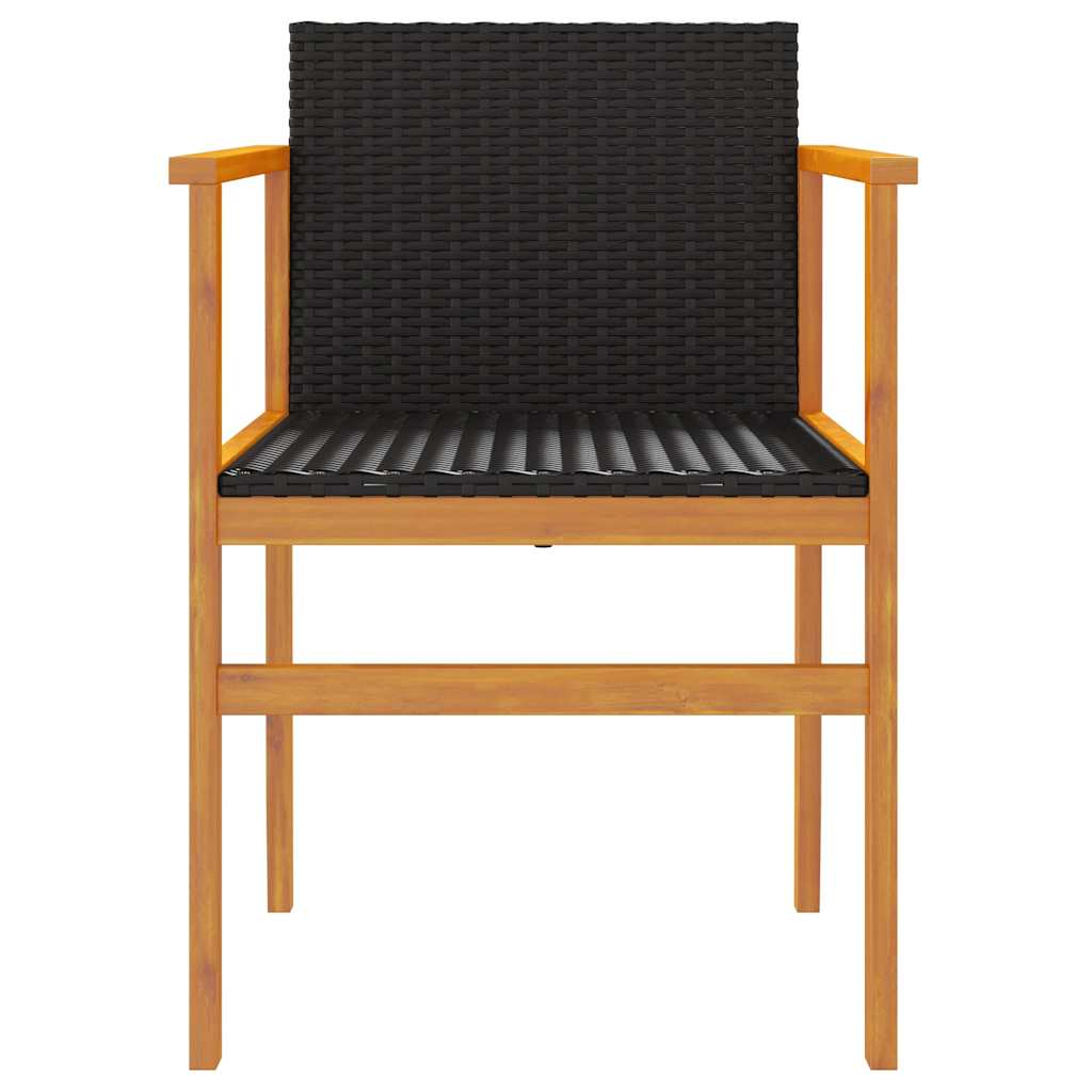 Sedie da Giardino 2 pz Nere in Polyrattan e Legno Massello | homemem39