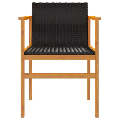 Sedie da Giardino 2 pz Nere in Polyrattan e Legno Massello | homemem39