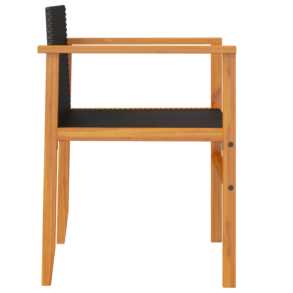 Sedie da Giardino 2 pz Nere in Polyrattan e Legno Massello - homemem39