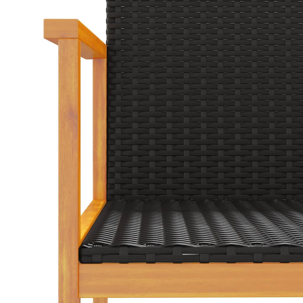 Sedie da Giardino 2 pz Nere in Polyrattan e Legno Massello | homemem39