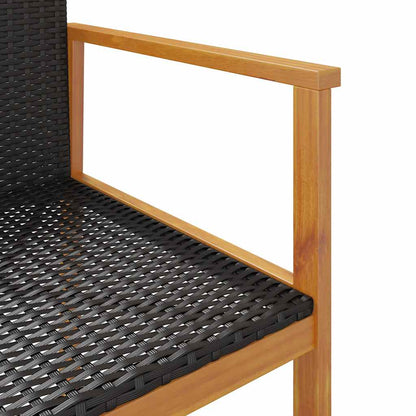 Sedie da Giardino 2 pz Nere in Polyrattan e Legno Massello | homemem39