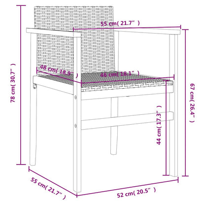 Sedie da Giardino 2 pz Nere in Polyrattan e Legno Massello | homemem39