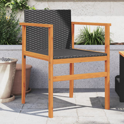 Sedie da Giardino 2 pz Nere in Polyrattan e Legno Massello | homemem39