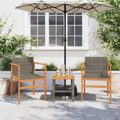 Sedie da Giardino 2 pz Grigie in Polyrattan e Legno Massello | homemem39