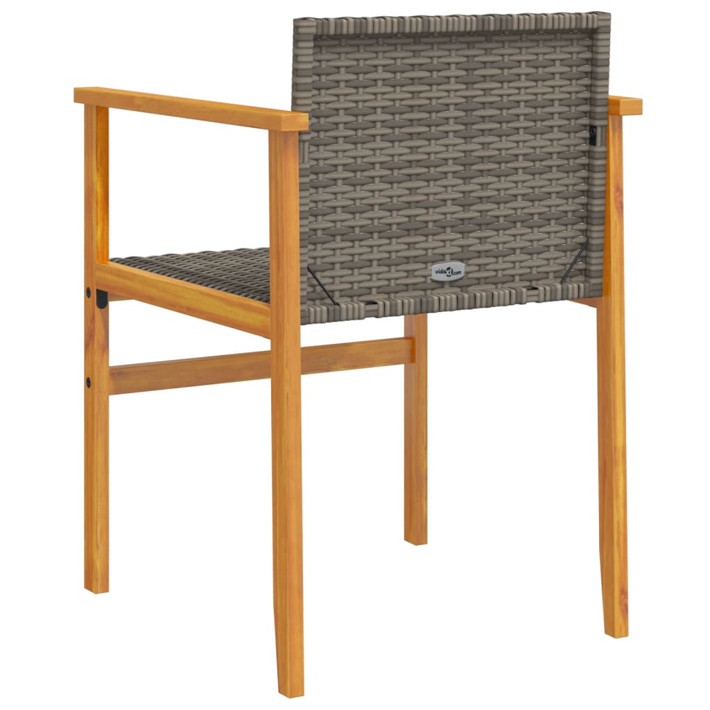 Sedie da Giardino 2 pz Grigie in Polyrattan e Legno Massello | homemem39