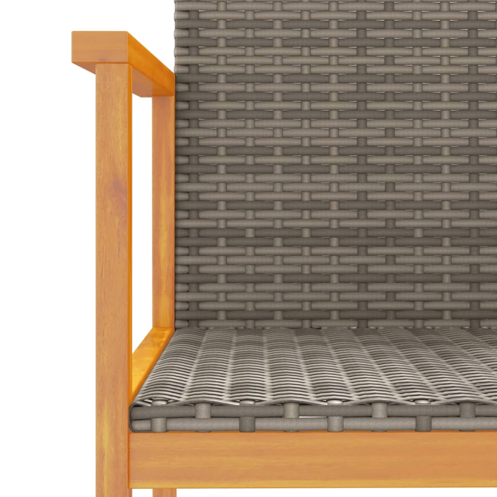 Sedie da Giardino 2 pz Grigie in Polyrattan e Legno Massello | homemem39