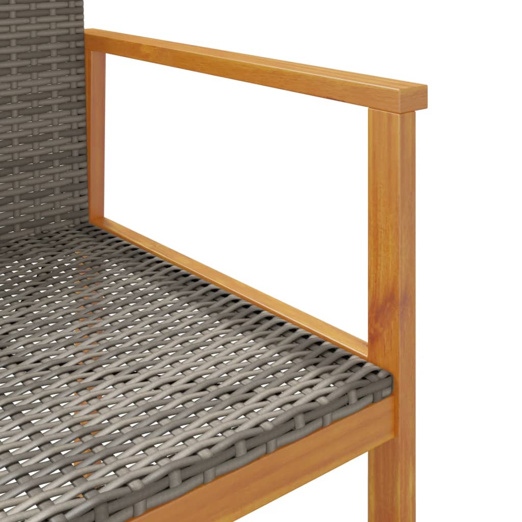 Sedie da Giardino 2 pz Grigie in Polyrattan e Legno Massello | homemem39