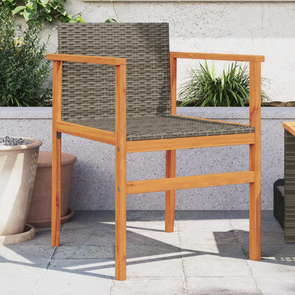 Sedie da Giardino 2 pz Grigie in Polyrattan e Legno Massello - homemem39
