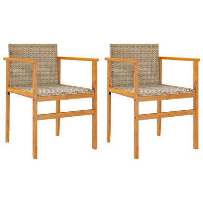 Sedie da Giardino 2 pz Beige in Polyrattan e Legno Massello | homemem39