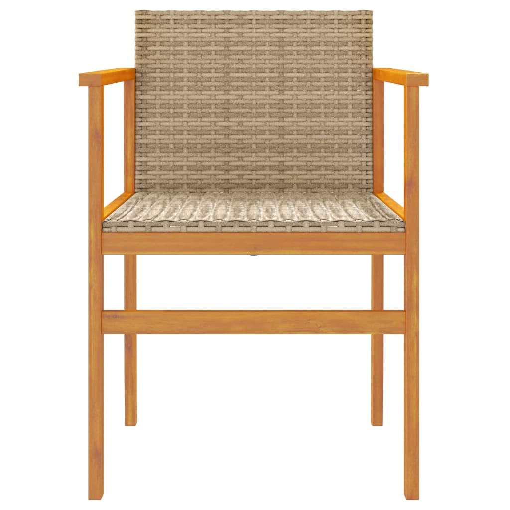 Sedie da Giardino 2 pz Beige in Polyrattan e Legno Massello - homemem39