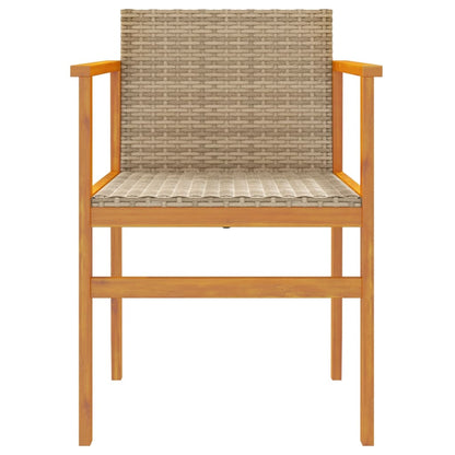 Sedie da Giardino 2 pz Beige in Polyrattan e Legno Massello - homemem39