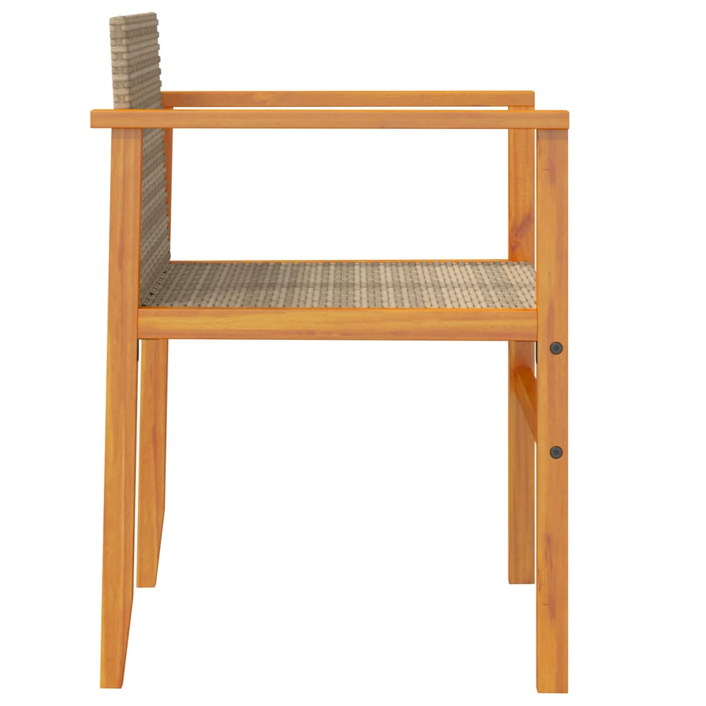 Sedie da Giardino 2 pz Beige in Polyrattan e Legno Massello | homemem39