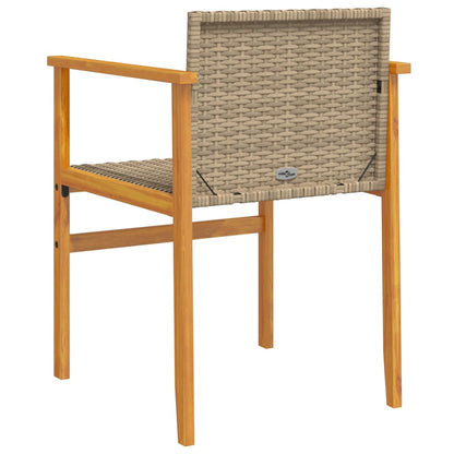 Sedie da Giardino 2 pz Beige in Polyrattan e Legno Massello | homemem39