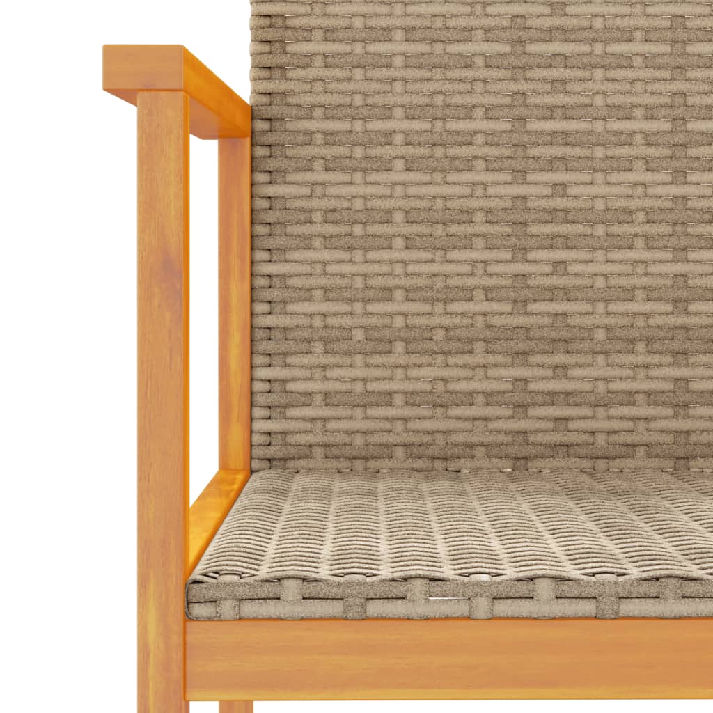 Sedie da Giardino 2 pz Beige in Polyrattan e Legno Massello | homemem39